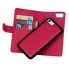 Luxury Zipper Läder Plånbok Telefon Väska till Apple iPhone 7 Flip Cover Purse Avtagbar Magnetisk stängning Pengar handväska
