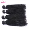 Indisk Kinky Curly Virgin Human Hair Weave Bundles Obehandlat Raw Indian Virgin Remy Curly Hair Extensions 3st Naturlig Svart Mjuk Fullständig