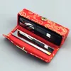 Fashion Mini Travel Jewelry Storage Case with Mirror Silk brocade Pendant Necklace Box Lip Balm Packaging Containers Tubes 12pcs/lot