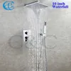 Conjunto de torneira de chuveiro cascata de banheiro, chuveiro de latão cromado de 10 polegadas com caixa embutida e válvula misturadora de chuveiro 002V-WS25X25-2G