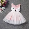 2017 filles d'été robes renard petite fille mignonne jupes tutu rose enfants enfants robe sans manches vêtements