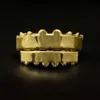 Goldfarbene Hip Hop Zähne Grillz Oben Unten Krone Zähne Grillz Set Mund Silber Benutzerdefinierte Zahnkappen Weihnachtsfeier Geschenk