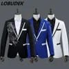 (jacket+pants) male suit host stage wear singer nightclub bar prom costumes glee club prom formal show performance sequins set with diamonds