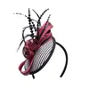 Womens Sinamay Raffia Base Fascinator Feather Cocktail Party Hat Wedding Church Dress Kentucky Derby Beadbands T221