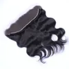 Body Wave Human Hair 13x4 Spets Frontal Stängning PRE PLUCKED NATURLA HURLINE STÄNGER4147023