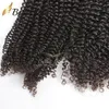 Перуанские волосы Weaves Kinky вьющиеся девственницы человеческие волосы утканые расширения двойной уток натуральный цвет 8 "-34" 3 шт. / Лот пакеты волос Bellahair