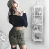 Moda Kadın Kızlar Faux Süet Deri Kürk BodyCon İnce Mini Etekler Diz Üstü Elbiseler Yüksek Bel Ücretsiz Kargo