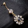 Newest Fashion Belly Button Rings Sparky CZ Flower Navel Piercing Belly Rings Body Jewelry Shiny Zircon Buckle Ring for Women