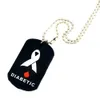 1PC collier d'étiquette de chien en silicone diabétique avec chaîne à billes de 24 pouces adapté aux patients diabétiques à porter au quotidien