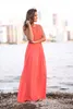 New Coral Beach Principal Vestidos Longa Sem Mangas Lace Top Chiffon Saia Verão Formal Casamento Festa de Casamento Estilo Country Feito