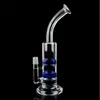 Deux fonctions Plates-formes pétrolières Fumer des bangs en verre avec un peigne Perc Cyclone Recycler Conduites d'eau en verre Perc 18mm Joint dab rigs WP1011