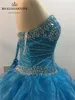 2017 Abiti da ballo sexy in cristallo Abiti Quinceanera con perline Organza con paillettes Plus Size Sweet 16 Abiti Vestido Abiti da debuttante BQ37