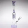 Lavendelviolette Wasserpfeifen mit Gelenk, 18,8 mm gerader Kopf, Bohrinseln, Recyler-Glasbongs, 37 cm hohe, gewickelte Wasserpfeifen