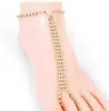 Mode Goedkope Crytals Barefoot Beach Sandals voor bruiloften Steentjes Zilveren Ankentjes Ketting Teen Ring Bruids Bruidsmeisje Voet Sieraden