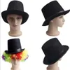 Satén negro Fieltro sombrero de copa mago caballero adulto 20'S traje esmoquin gorra victoriana Fiesta de Navidad de Halloween Disfraces Sombreros de copa regalos