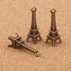 3D Paris Eiffel Tower Liga Pequeno Encantos Pingentes 100 pçs / lote Mic Bronze Prata Banhado Elegante 22mm * 4mm L448