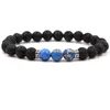 Bracciale Chakra in pietra lavica nera oro argento moda Bracciale diffusore olio essenziale aromaterapia per donna uomo