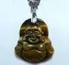 La pierre d'oeil de tigre de jade vert fin de 6 couleurs bon marché entière bénit le pendentif heureux de Bouddha Guanyin3550