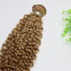 Estensioni dei capelli umani brasiliani del tessuto afro riccio Miele di fragola Biondo Remy Fasci di capelli 100 grammi per pezzo6333158