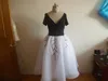 Vintage 50's Off Shoulder Tea Length Grace Kelly of Monaco Robe de bal formelle blanche et noire