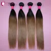 Braziliaans steil haar Weave Ombre Menselijk Haar Inslag Two Tone Color 100 Peruvian Hair Bundels 1B / 27 1B / 30 1B / 99J 1B / Rood