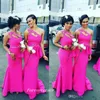 Elegancka Tanie South African Fuchsia Druhna Dress One Shoulder Beaded Maid of Honor Dress Sukienka Ślubna Goście Goście Custom Made Plus Size