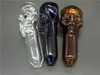 wholesale skull Glass Spoon Pipes skull glass pipe for smoking hand made pipes Colors with big deep glass bowl tobacco pipes for smoking