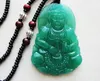 Collier pendentif en jade vert à l'huile naturelle, sculpture manuelle, Guanyin bodhisattva (talisman)