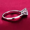 Ne jamais disparaître 1 0ct S925 Engagement en argent Annel Anel 18K Real White Gold plaqué CZ Diamond Mariage Bague de mariage Women349k