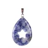 Amulet Magic Water Drop Hollow Out Five Pointed Super Star Mix Random Crystal Dalmaiton Jasper Blue Goldstone Good Luck Pendant for Necklace