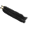 I-Tip-Haarverlängerungen, mongolisches Afro-Kinky-Curly-Jungfrau-Haar, 100 g, 100 Sekunden, Nr. 1, tiefschwarz, vorgebunden, keine Remy-Echthaarverlängerungen