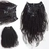 Afro Kinky Curly Clip w przedłużanie włosów 100 Remy Brazylijski Włosy 120G Zestaw 1 1B 2 4 6 8 99J 27 18