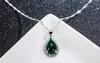 YHAMNI Original Gema Verde Natural Colgante de Piedra Malaya Collar de Plata de Ley 925 Colgante de Cristal de Moda Collar de Joyería Al Por Mayor XD276