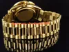 패션 최고 품질 럭셔리 손목 시계 망 41MM 18038 18k 옐로우 골드 레드 다이얼 큰 다이아몬드 자동 움직임 남성 시계 새로운