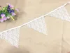 10 jogos / lote 3.8 M Wedding Party Decor 12 bandeiras de tecido de renda Vintage Pennant Bunting Banner Decor romântico pendurado ornamentos