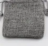 50st Gray Linen Fabric DrawString Väskor Candy Jewely Gift Puches Burrap Gift Jute Bags 7x9cm 10x14cm 13x18cm 15x20cm305e