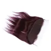 Straitement 99J VIN ROUGE BRÉSILIEN Les coiffures humaines tissages avec dentelle frontale 4pcs lot bordeaux 3bundles avec 13x4 en dentelle complète Frontal Closur6528705