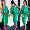 ASO EBI Style Women Chic Cocktail Dresses Green Pizzo Tè Lunghezza Applique Abiti da applique Con Abito da ballo Breve Guaina 2019 Guaina