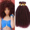 Vin rouge 99j Afro Bouclés Crépus Bouclés Extensions de Cheveux Humains Cheveux Pure Couleur Bourgogne 99j crépus bouclés Cheveux Tisse 3 Pcs/Lot Livraison Gratuite