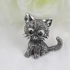 Broches modernes mignon petit chat broches Pin Up bijoux pour femmes costume chapeaux Clips Antique argent Corsages255c