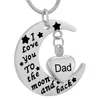 IJD9737 Moon and Heart Stainless Steel Cremation Pendant Necklace Ashes Keepsake Urn Holder Memory Jewelry