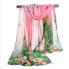 Fabriek groothandel zijde chiffon sjaal lange vrouw sjaal zomer pashminas voor vrouwen floral pauw print sjaals 160 * 50 cm DHL gratis