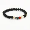 Partihandel Billiga Armband 10st / Lot Five Styles Stone With 6mm Matt Agate Lave And White Stone Lucky Beads Armband