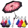 Windproof Reverse Folding Double Layer Inverted Umbrella Self Stand Inside Out Rain Protection C Hook Hands For Car