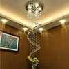 Moderne LED-kristallen kroonluchterverlichting Spiraaltrap Hanglampen voor el Hall Stairs224O
