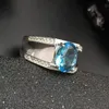 Mode Blauw Topaz Ring voor Man Solid 925 Sterling Silver Man Ring 100% Natural 8 * 10mm Topaz Man Classic zilveren sieraden