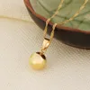 Ball Pendant Necklace Ball Earrings Jewelry SET Fine 24K Real Yellow Solid Gold GF Women Party Jewelry Best Gifts joias ouro mujer