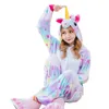 Dames Cosplay Kostuums en Winter Flano Pyjama Star of Rainbow Unicorn Onesies Kigurumi Jumpsuit Hoodies Volwassenen Halloween Party Kleding
