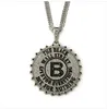 Gear Round Card Big B Подвесное ожерелье звезды моды хип -хоп рок DJ Bar Accessories Gold Chain Men Jewelry