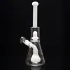 glasbägare bongs duschhuvud perc bong 12 tum återvinnare dab rig vattenrör vit bubbler slät rör